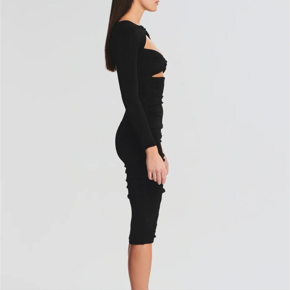 SER.O.YA Eden Cutout Midi Dress Black LBD Long Sleeve NWT Retrofete Large - Picture 3 of 13